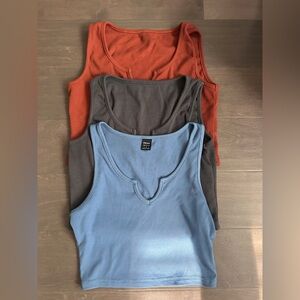 H&M Women's Ribbed Tank Tops - Blue, Gray, and Orange